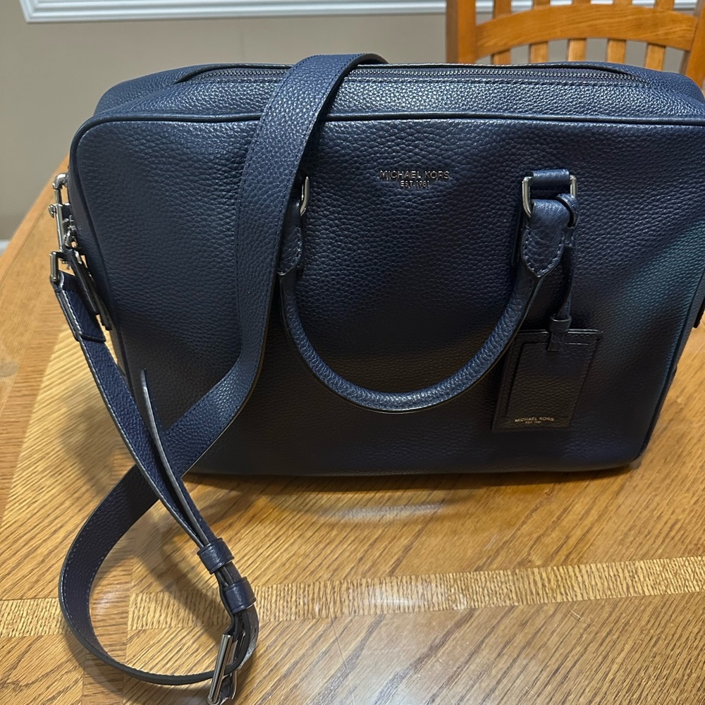 Michael Kors Dark Blue Leather Briefcase - Picture 2 of 6